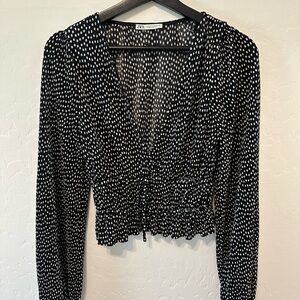 Zara Black and White Patterned Blouse